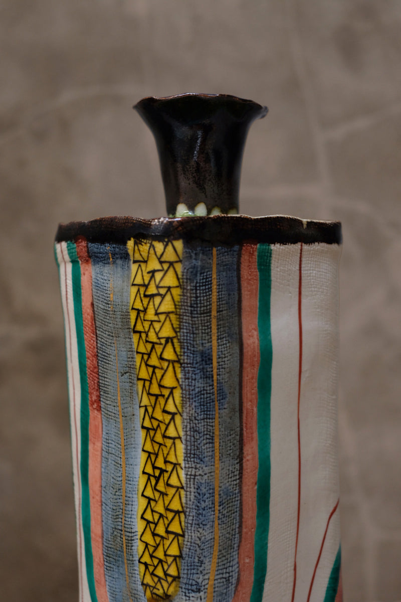 Japanese Folk Art Ceramic Vase, Mid Century