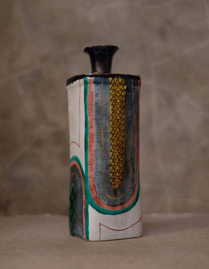 Japanese Folk Art Ceramic Vase, Mid Century