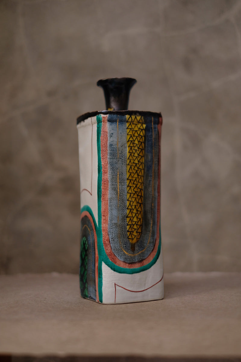 Japanese Folk Art Ceramic Vase, Mid Century