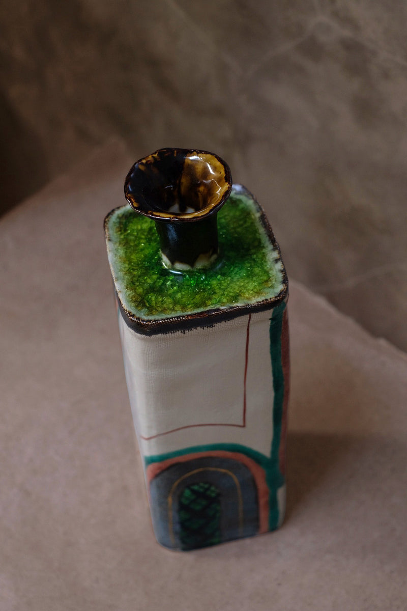 Japanese Folk Art Ceramic Vase, Mid Century