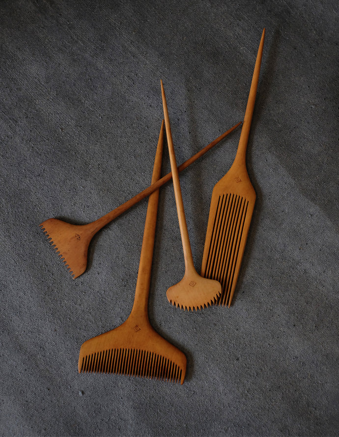 Set of handmade Japanese maple wood combs