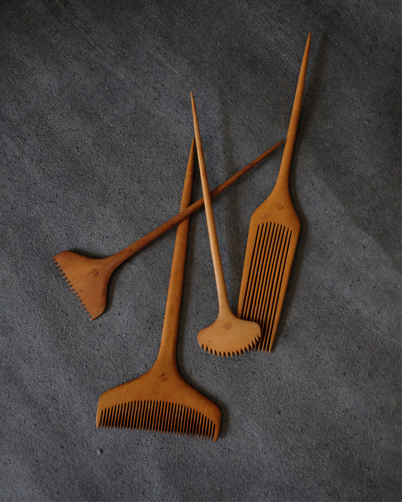 Set of handmade Japanese maple wood combs