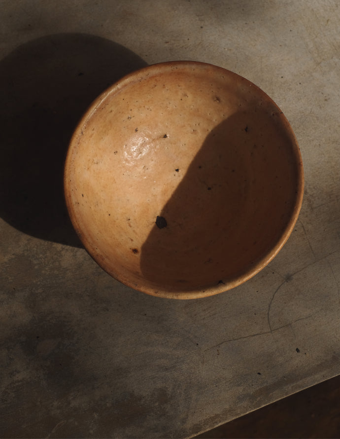 Handmade Japanese ceramic bowl with buff glaze