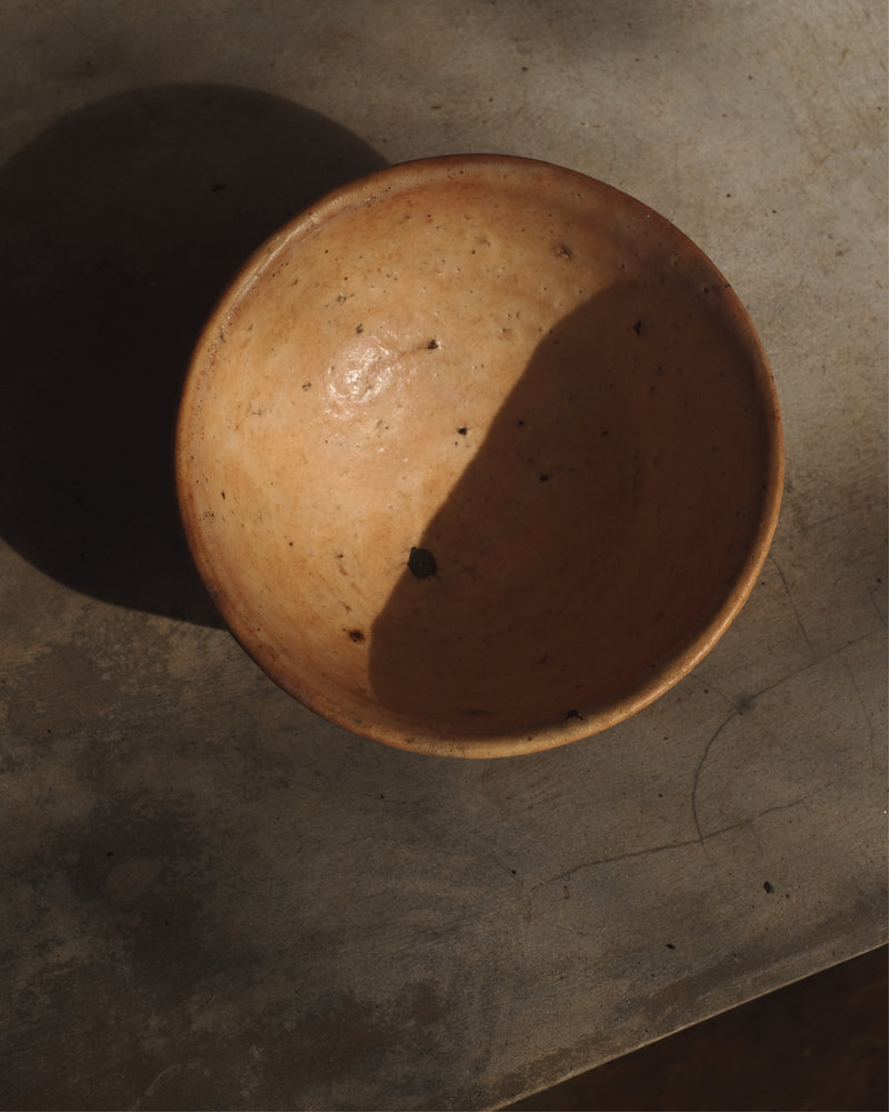 Handmade Japanese ceramic bowl with buff glaze