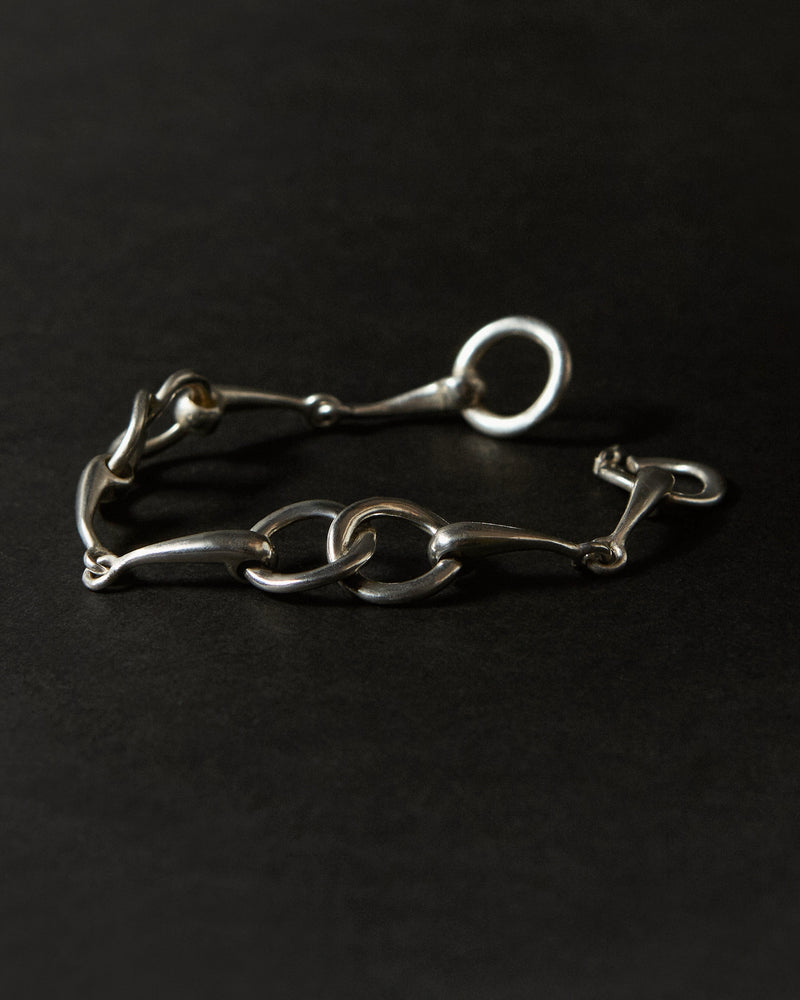 Vintage Moroccan silver link bracelet, mid-20th century — full view.
