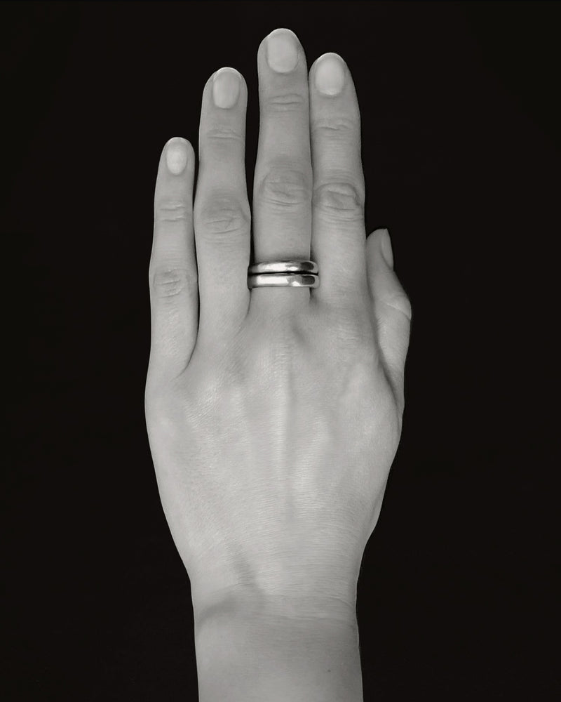 Berber (Amazigh) silver ring duo — worn on hand, Ouarzazate, Morocco.
