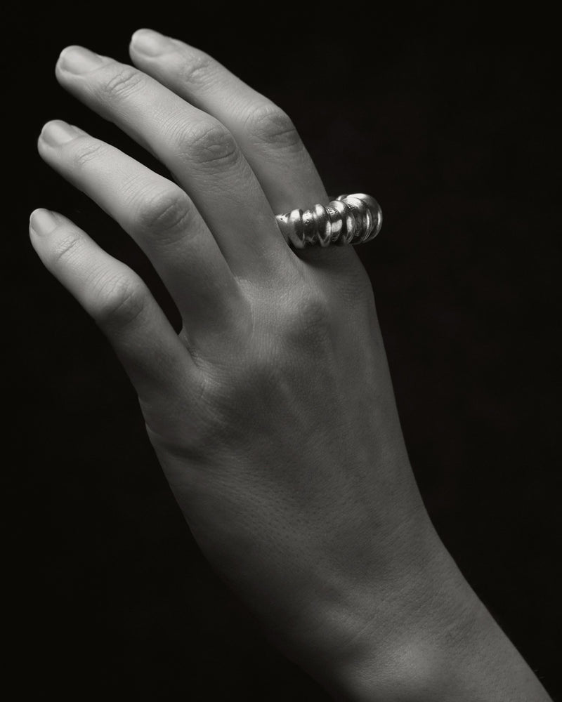 Berber (Amazigh) silver ring — worn on hand, Draâ Valley, Morocco.