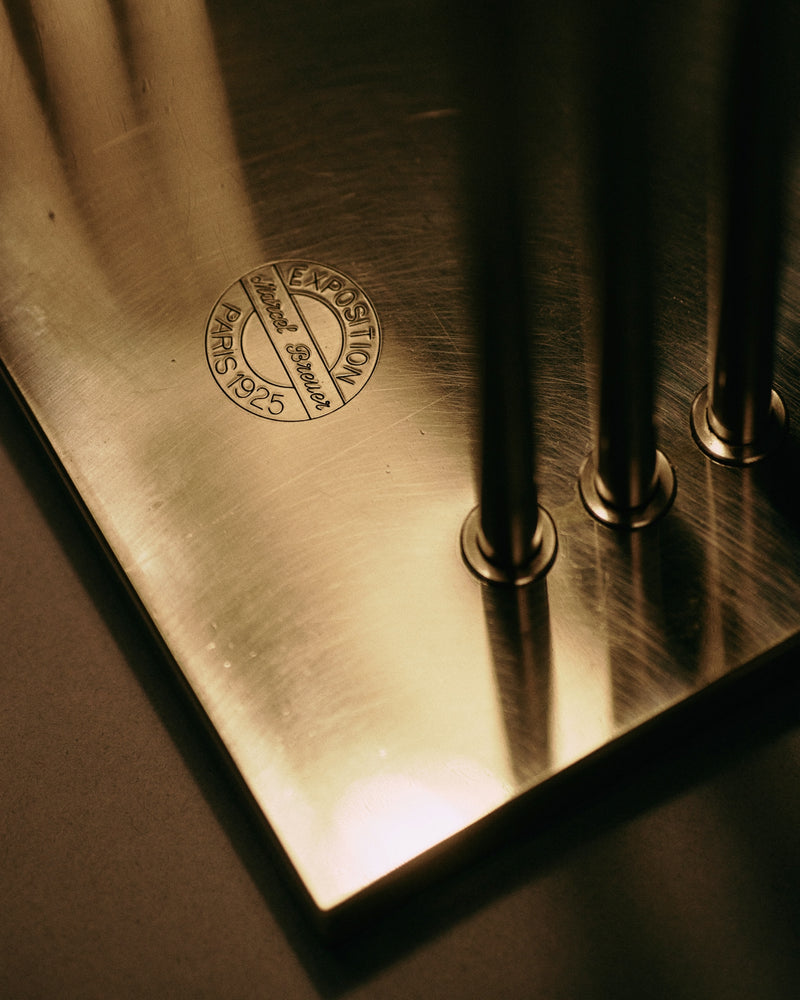 Marcel Breuer table lamp — stamped Exposition mark detail, Paris 1925.